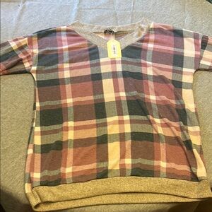 HEIMISH USA Plaid V-Neck Sweater